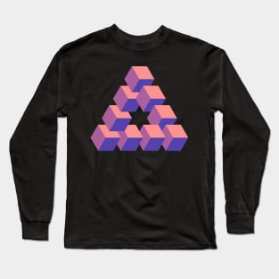 Optical illusion triangle #5-  Instant peach & purple Long Sleeve T-Shirt